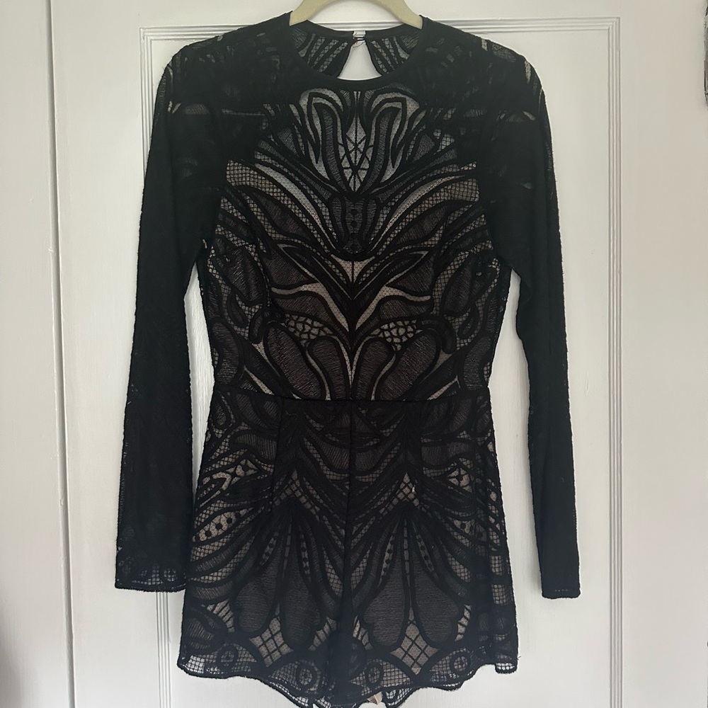 Saylor Ryann black lace romper backless